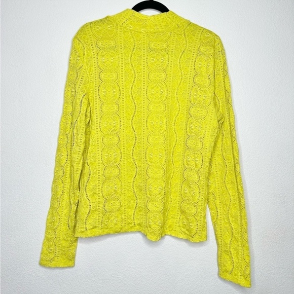 🌼 Anthropologie Daily Practice Lace Mock Neck Top in Lime size XL 14 16 - Picture 7 of 12